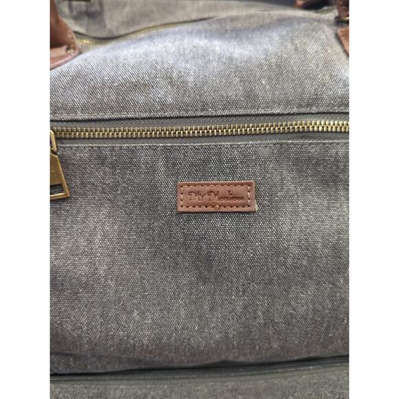 MyMealivos Canvas Weekender Overnight Travel Carry On Duffel Tote Black 20 X 8" - Picture 2 of 13